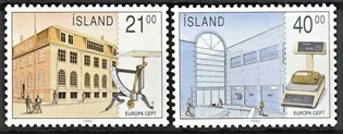 FRIMÆRKER ISLAND | 1990 - AFA 723,724 - Europamærker, Posthuse - 21,00 + 40,00 kr. flerfarvet - Postfrisk